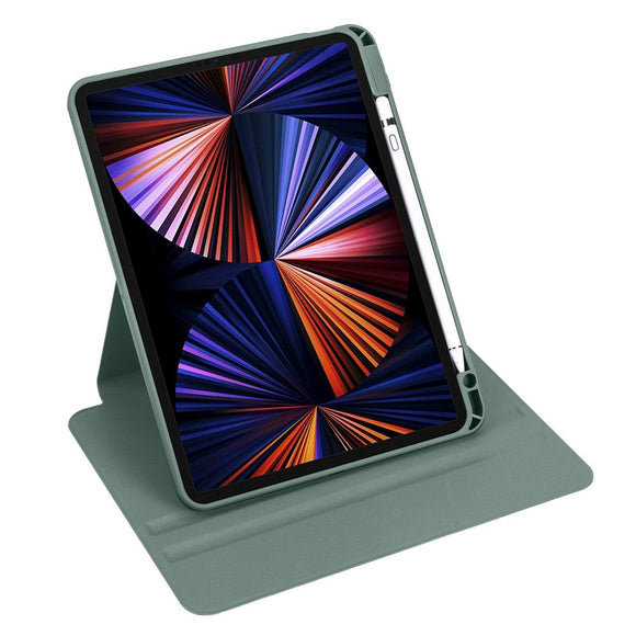 iPad Pro 12.9" (2022 / 2021 / 2020 / 2018) Hybrid Flip Cover m. Apple Pencil Holder - Grøn / Gennemsigtig