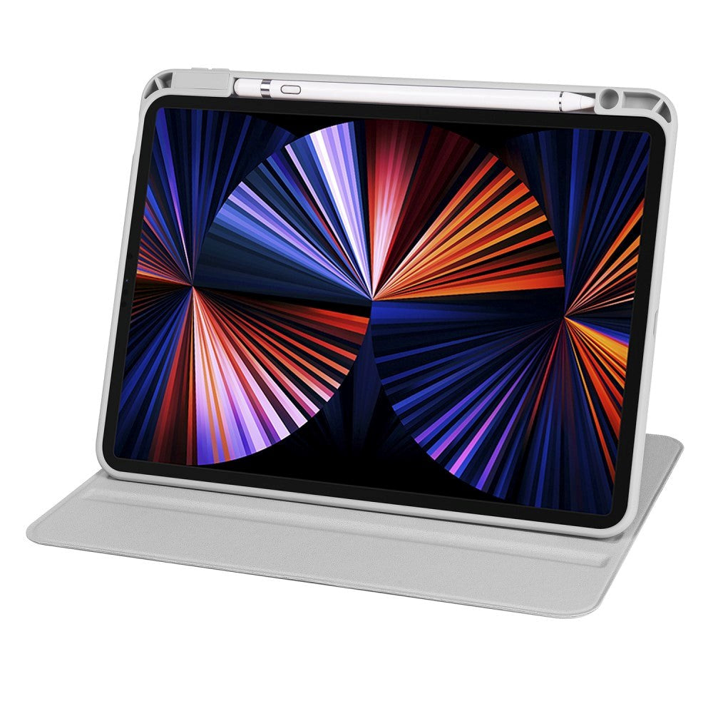 iPad Pro 12.9" (2022 / 2021 / 2020 / 2018) Hybrid Flip Cover m. Apple Pencil Holder - Grå / Gennemsigtig