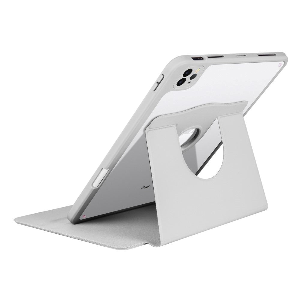 iPad Pro 12.9" (2022 / 2021 / 2020 / 2018) Hybrid Flip Cover m. Apple Pencil Holder - Grå / Gennemsigtig
