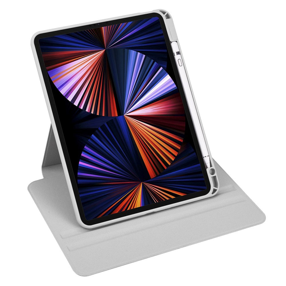 iPad Pro 12.9" (2022 / 2021 / 2020 / 2018) Hybrid Flip Cover m. Apple Pencil Holder - Grå / Gennemsigtig