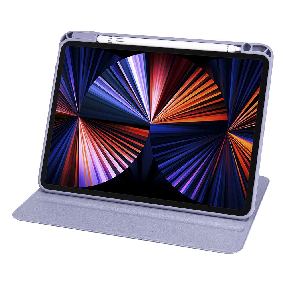 iPad Pro 12.9" (2022 / 2021 / 2020 / 2018) Hybrid Flip Cover m. Apple Pencil Holder - Lilla / Gennemsigtig