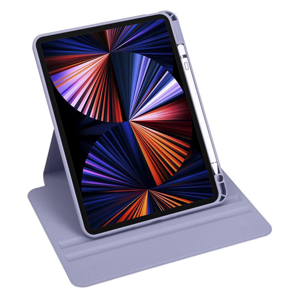 iPad Pro 12.9" (2022 / 2021 / 2020 / 2018) Hybrid Flip Cover m. Apple Pencil Holder - Lilla / Gennemsigtig