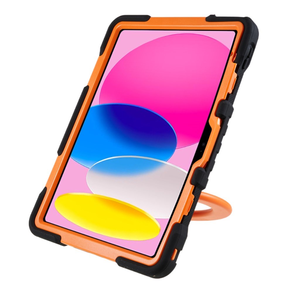 Pepkoo iPad 11" (2025) / 10.9" (2024 / 2022) Børne Cover m. Roterbar Stander - Sort / Orange