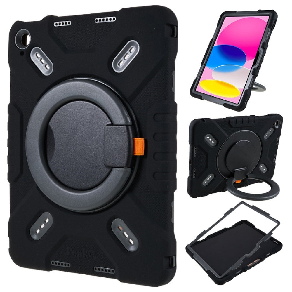 Pepkoo iPad 11" (2025) / 10.9" (2024 / 2022) Børne Cover m. Roterbar Stander - Sort