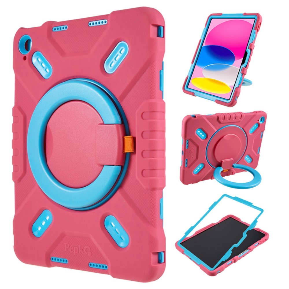 Pepkoo iPad 11" (2025) / 10.9" (2024 / 2022) Børne Cover m. Roterbar Stander - Lyserød / Blå
