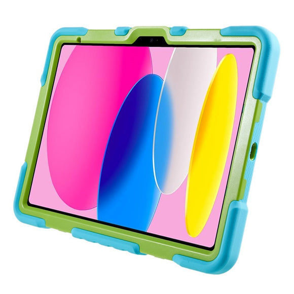 Pepkoo iPad 11" (2025) / 10.9" (2024 / 2022) Børne Cover m. Roterbar Stander - Blå / Grøn