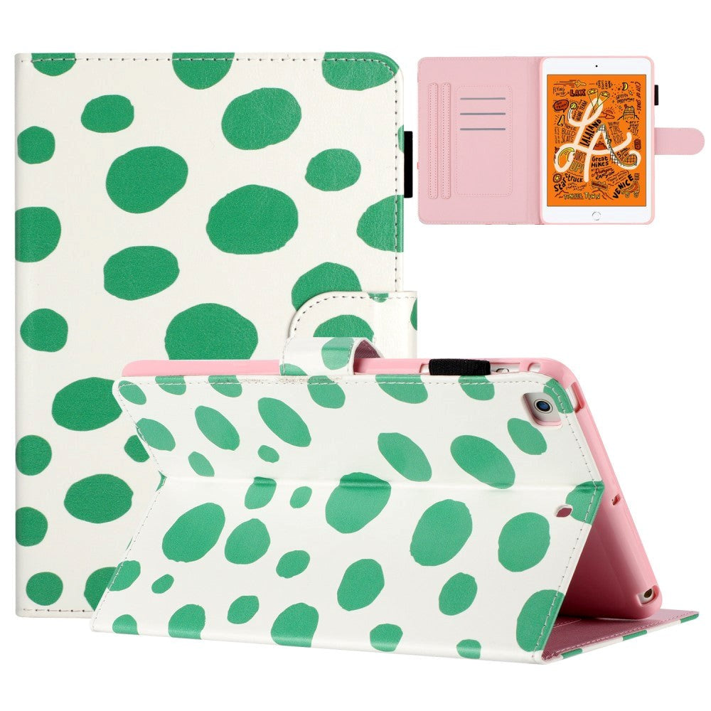 iPad Pro 9.7 (2016) / iPad Air / iPad Air 2 / iPad 9.7 (2017/2018) Læder Cover m. Farvede Prikker - Hvid / Grøn