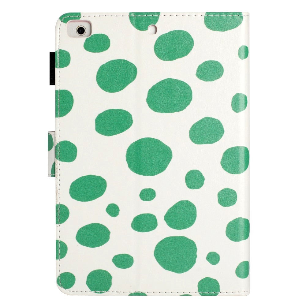 iPad Pro 9.7 (2016) / iPad Air / iPad Air 2 / iPad 9.7 (2017/2018) Læder Cover m. Farvede Prikker - Hvid / Grøn
