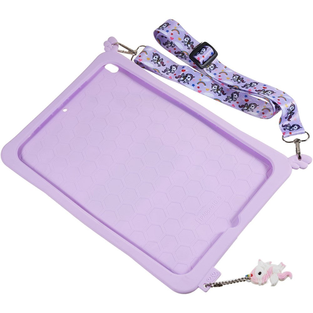 iPad 10.2" (2021 / 2020 / 2019) / Air 10.5" (2019) / Pro 10.5" Silikone Cover m. Stander, Print & Strop - Enhjørning