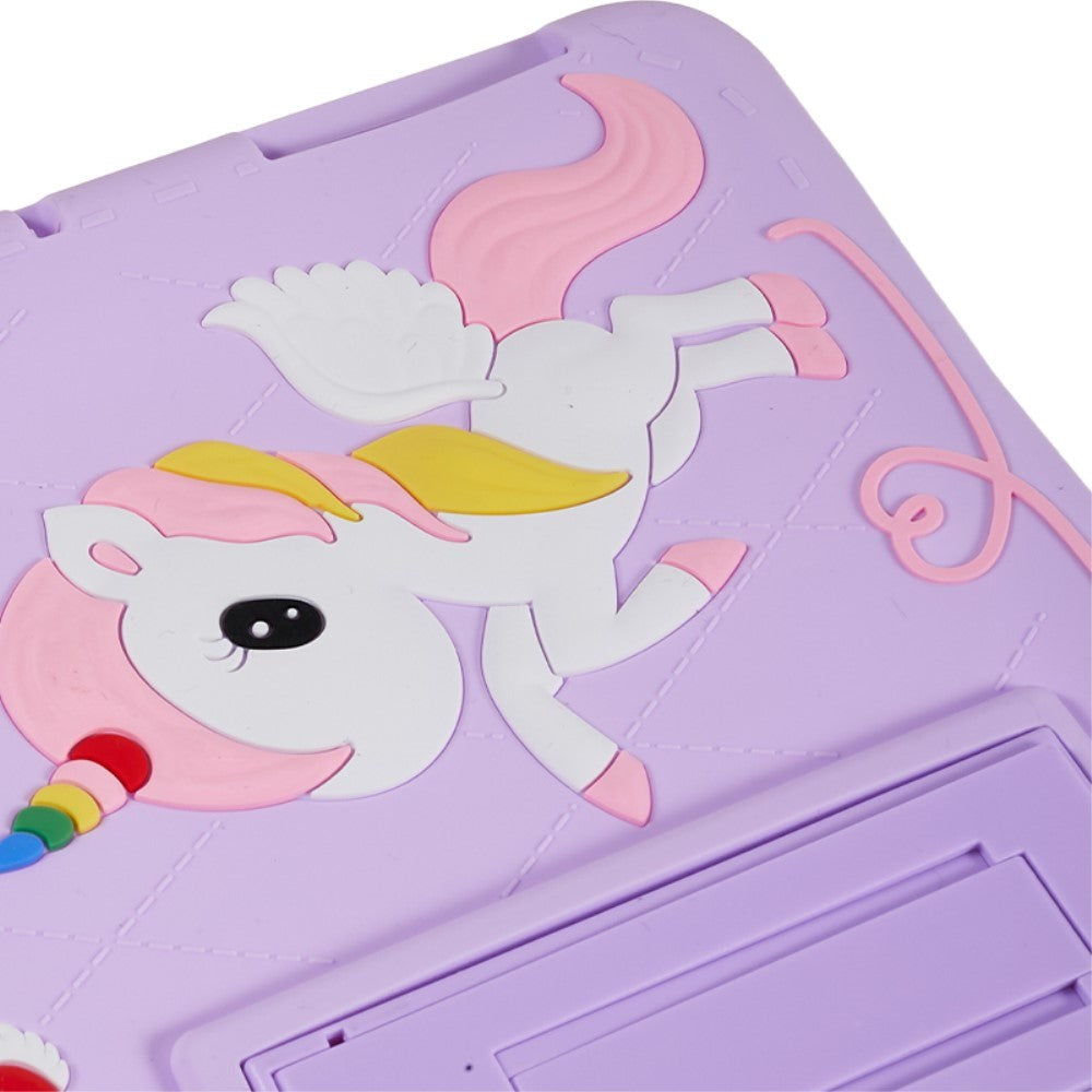 iPad Air (2022 / 2020) / Pro 11 (2022 / 2021 / 2020 / 2018) Silikone Cover m. Stander, Print & Strop - Enhjørning
