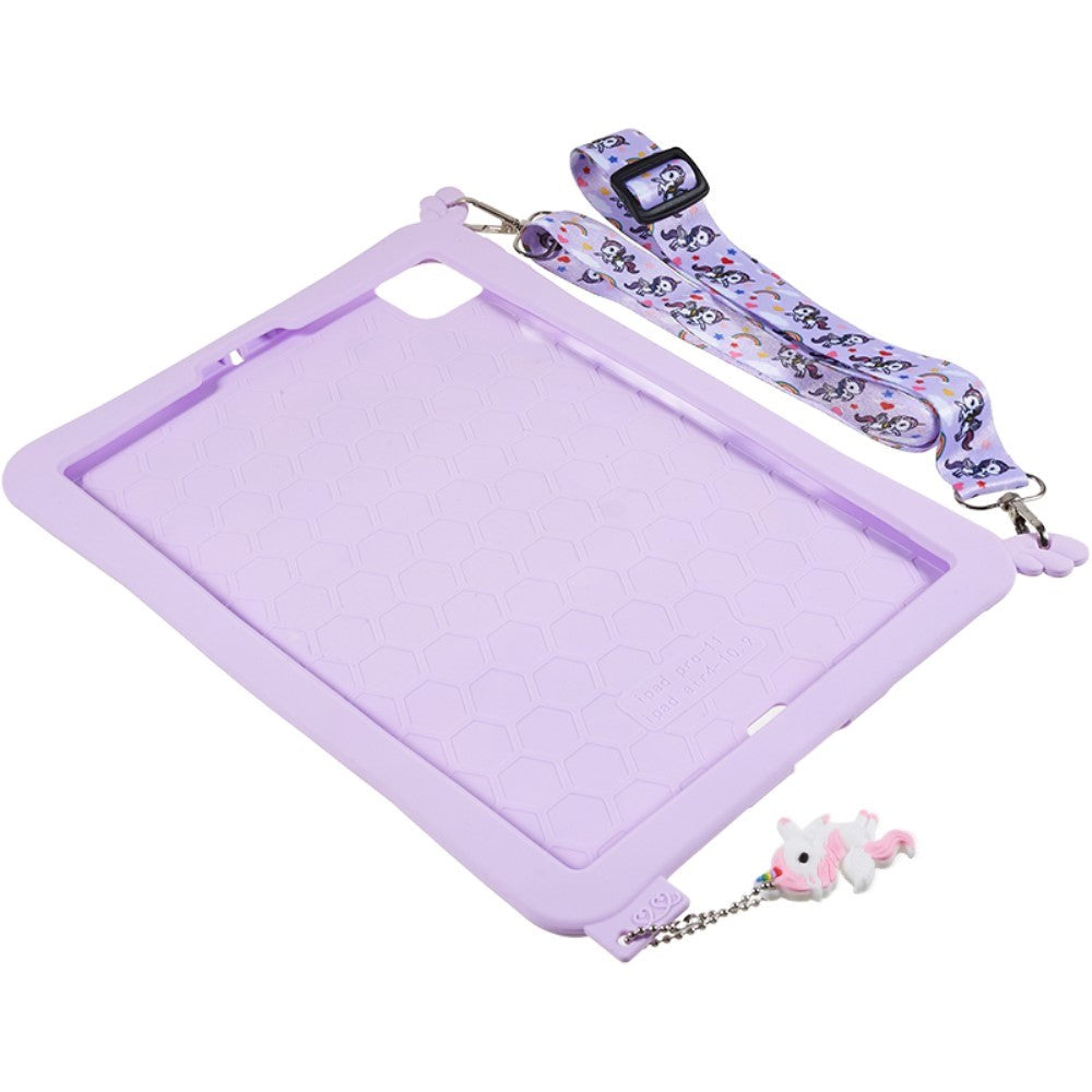iPad Air (2022 / 2020) / Pro 11 (2022 / 2021 / 2020 / 2018) Silikone Cover m. Stander, Print & Strop - Enhjørning
