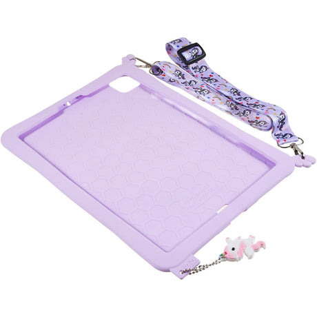 iPad Air (2022 / 2020) / Pro 11 (2022 / 2021 / 2020 / 2018) Silikone Cover m. Stander, Print & Strop - Enhjørning
