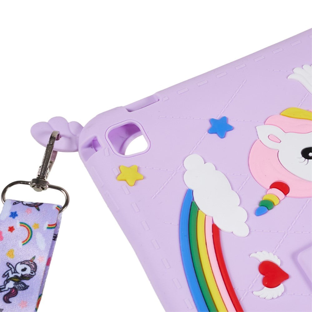 iPad 9.7 (2018-2017) / iPad Air / iPad Air 2 Silikone Cover m. Stander, Print & Strop - Enhjørning