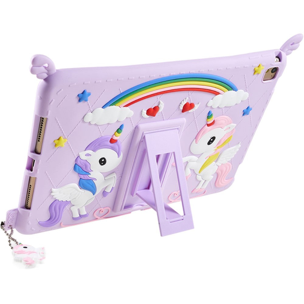 iPad 9.7 (2018-2017) / iPad Air / iPad Air 2 Silikone Cover m. Stander, Print & Strop - Enhjørning