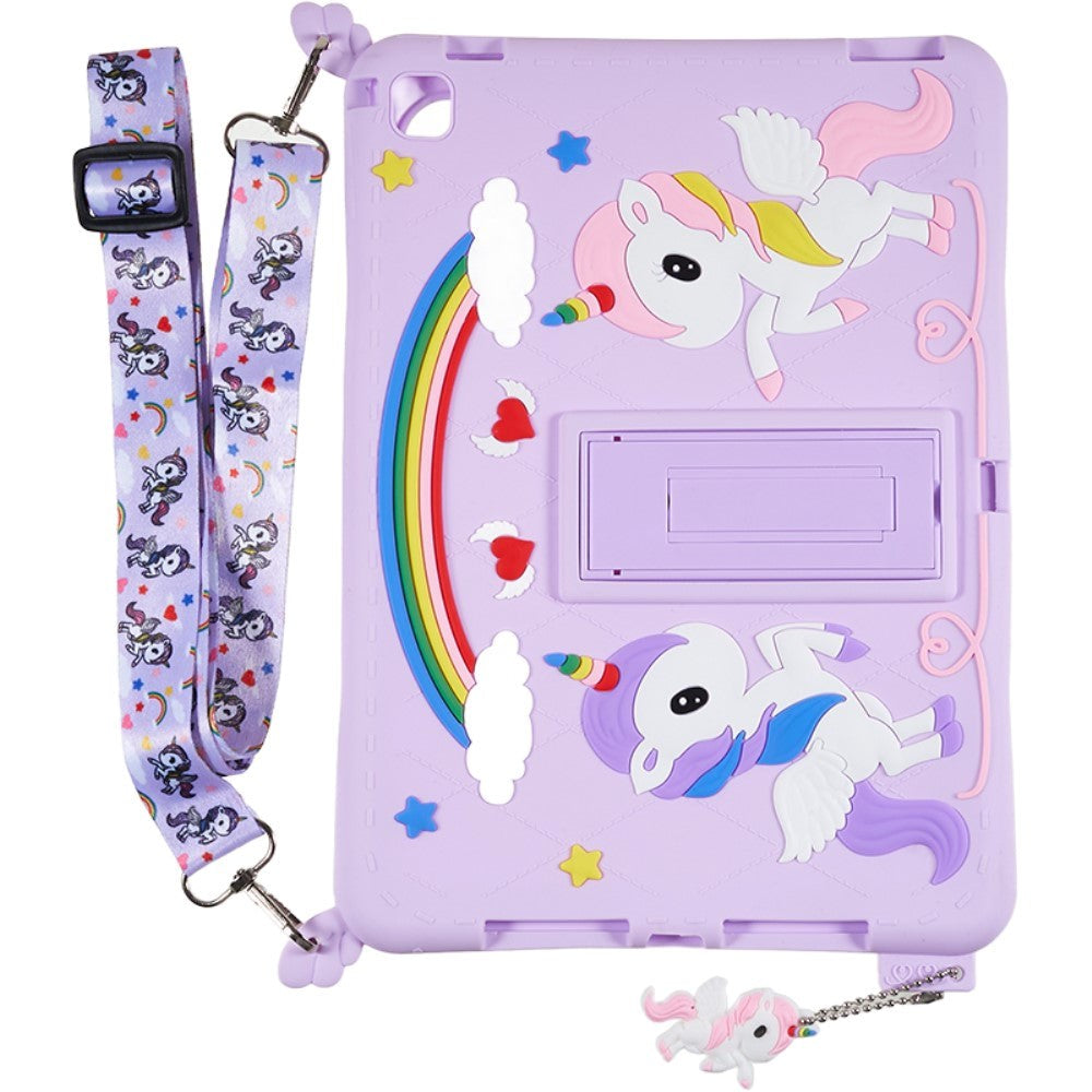 iPad 9.7 (2018-2017) / iPad Air / iPad Air 2 Silikone Cover m. Stander, Print & Strop - Enhjørning