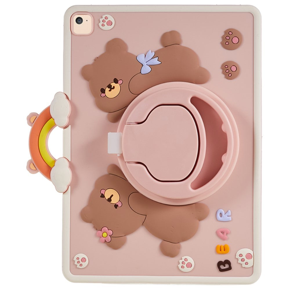 iPad 9.7 (2018-2017) / iPad Air / iPad Air 2 Fleksibelt Silikone Cover m. Stander & Penholder - Bjørne