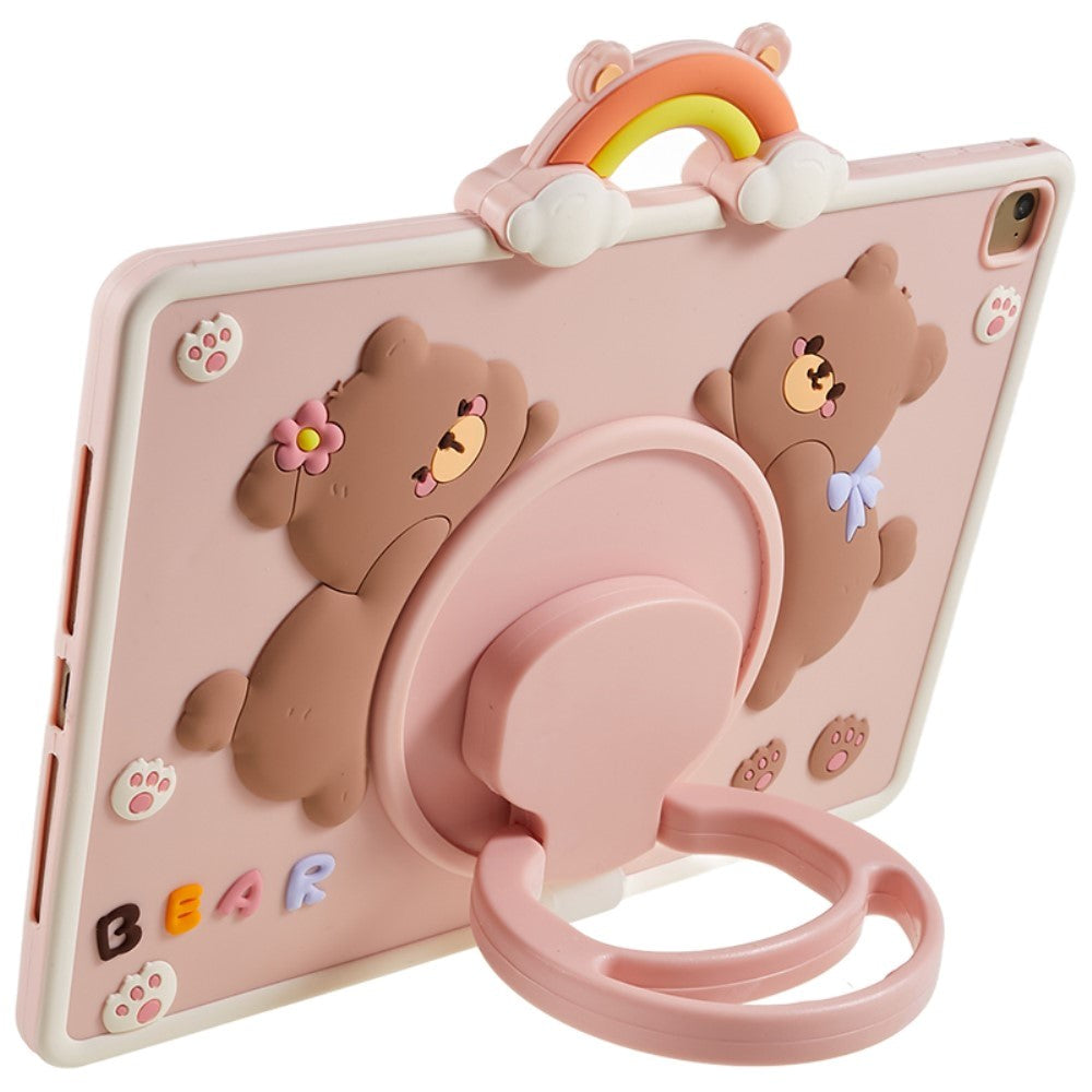 iPad 9.7 (2018-2017) / iPad Air / iPad Air 2 Fleksibelt Silikone Cover m. Stander & Penholder - Bjørne