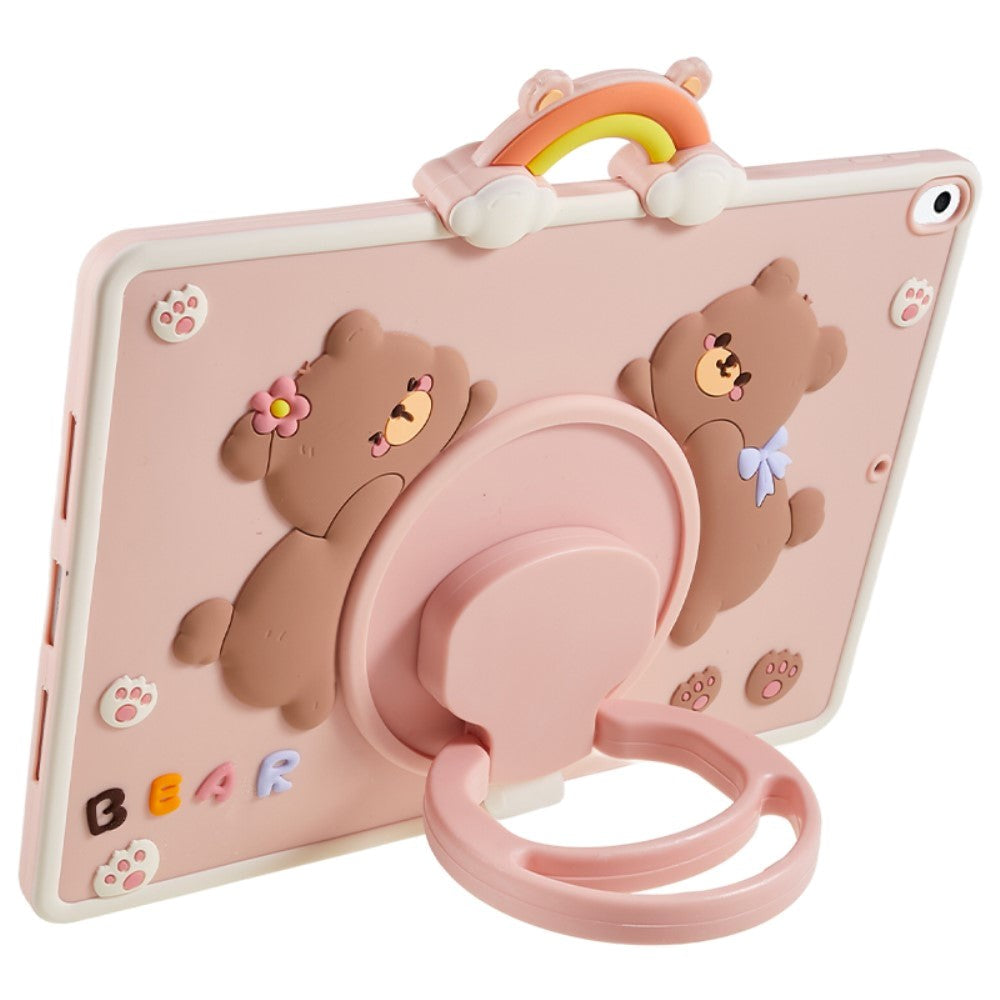 iPad 10.2" (2021 / 2020 / 2019) / Air 10.5" (2019) / Pro 10.5" Fleksibelt Silikone Cover m. Stander & Penholder - Bjørne