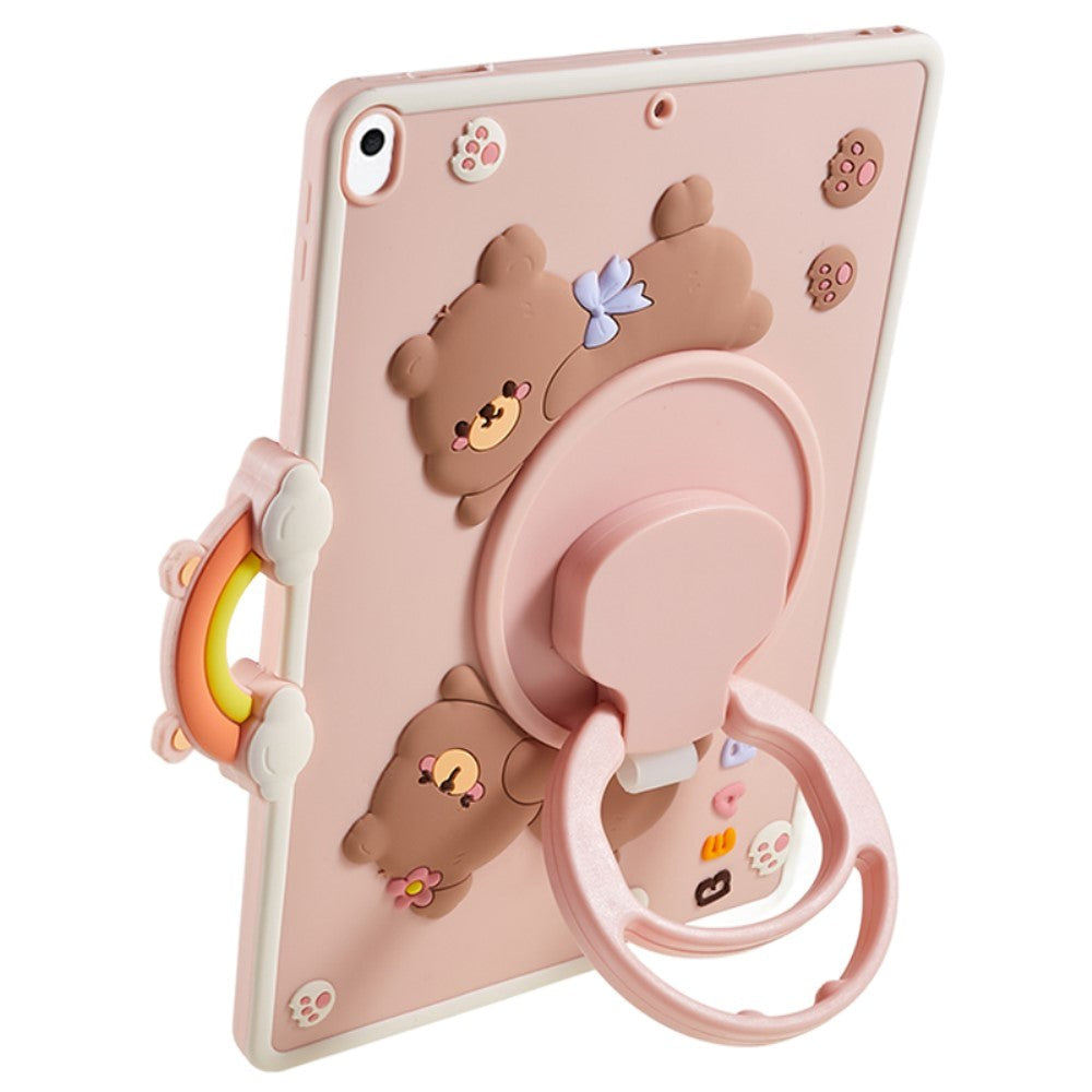 iPad 10.2" (2021 / 2020 / 2019) / Air 10.5" (2019) / Pro 10.5" Fleksibelt Silikone Cover m. Stander & Penholder - Bjørne