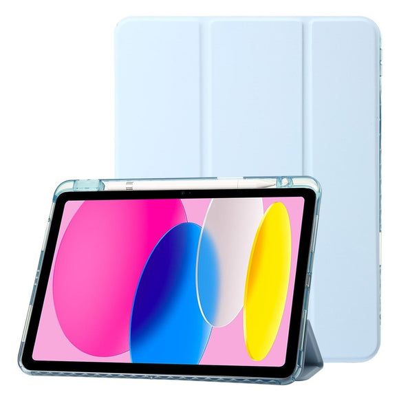 EIDERWOOD iPad 11" (2025) / iPad 10.9" (2024/2022) Tri-Fold Kunst Læder Cover m. Apple Pencil Holder - Lyseblå