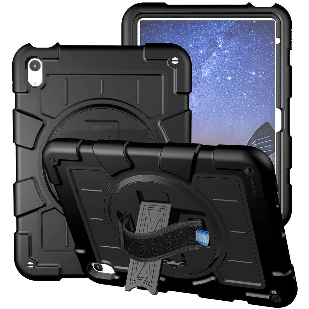 iPad 11" (2025) / iPad 10.9" (2024/2022) Håndværker Cover m. Håndholder, Kickstand & Skulderstrop - Sort