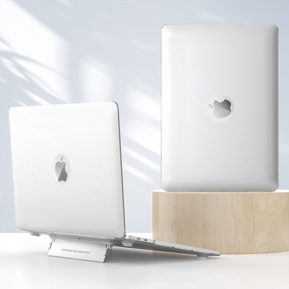 Macbook Air 13 (2018-2020) Plastik Cover m. Kickstand - Mat Frosted Gennemsigtig
