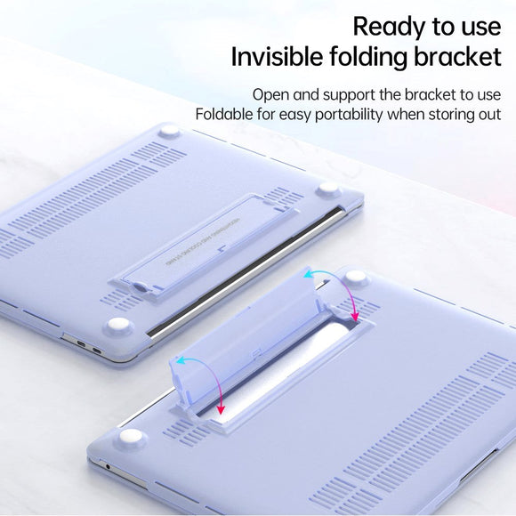 Macbook Pro 13 (2016-2022) Plastik Cover m. Kickstand - Mat Frosted Sort
