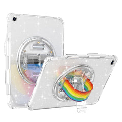 iPad 10.2" (2021 / 2020 / 2019) Hårdt Plastik Cover m. Håndholder, Kickstand & Skulderstrop - Gennemsigtig Glitter