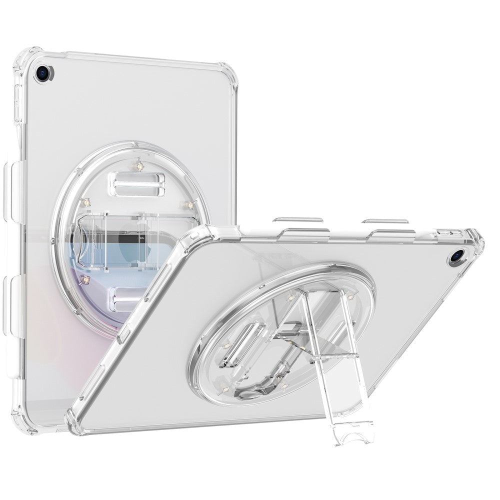 iPad 10.2" (2021 / 2020 / 2019) Hårdt Plastik Cover m. Håndholder, Kickstand & Skulderstrop - Gennemsigtig