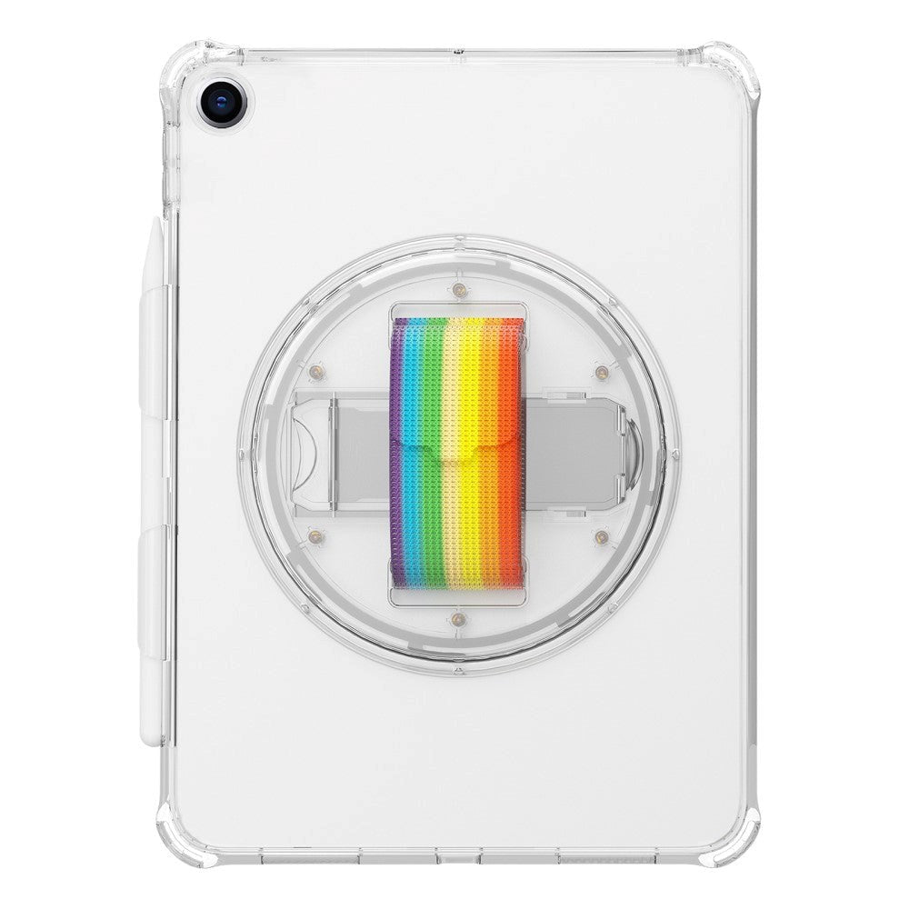 iPad 10.2" (2021 / 2020 / 2019) Hårdt Plastik Cover m. Håndholder, Kickstand & Skulderstrop - Gennemsigtig