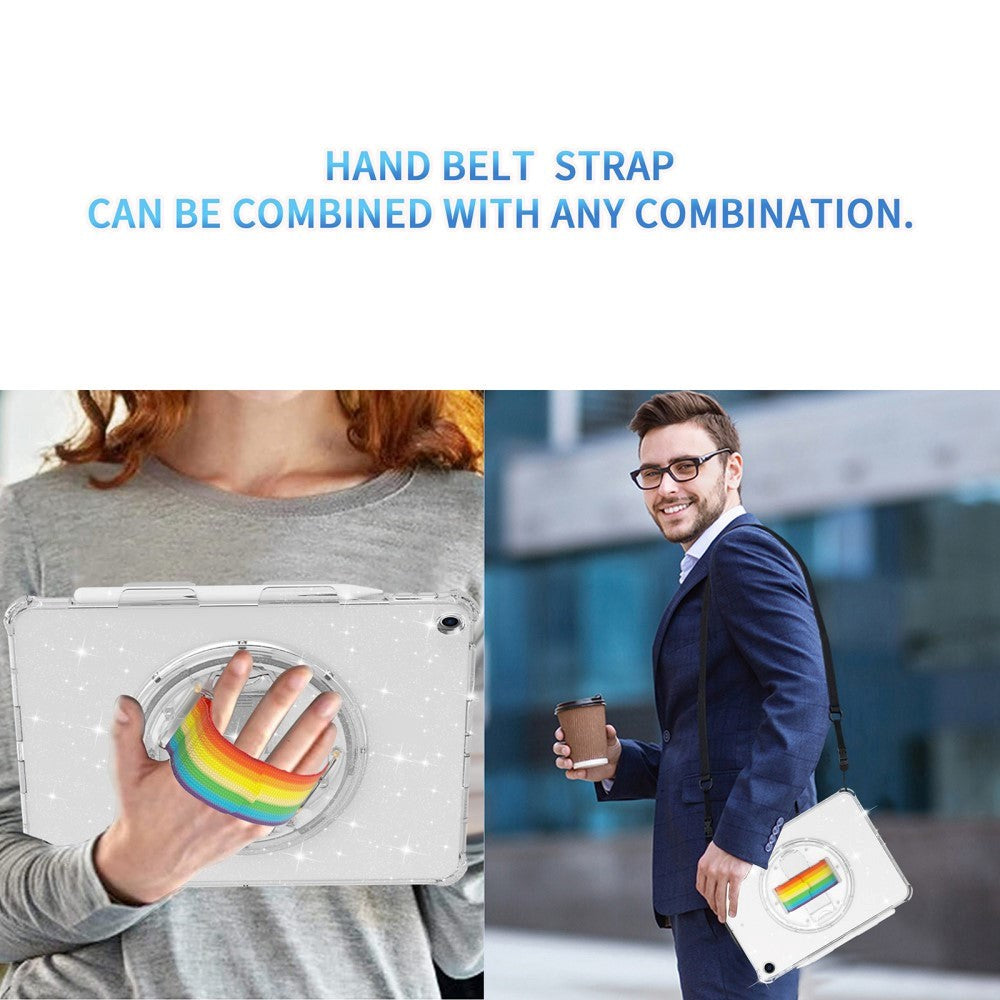 iPad 10.2" (2021 / 2020 / 2019) Hårdt Plastik Cover m. Håndholder, Kickstand & Skulderstrop - Gennemsigtig