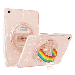 iPad 10.2" (2021 / 2020 / 2019) Hårdt Plastik Cover m. Håndholder, Kickstand & Skulderstrop - Gennemsigtig / Glitter Guld