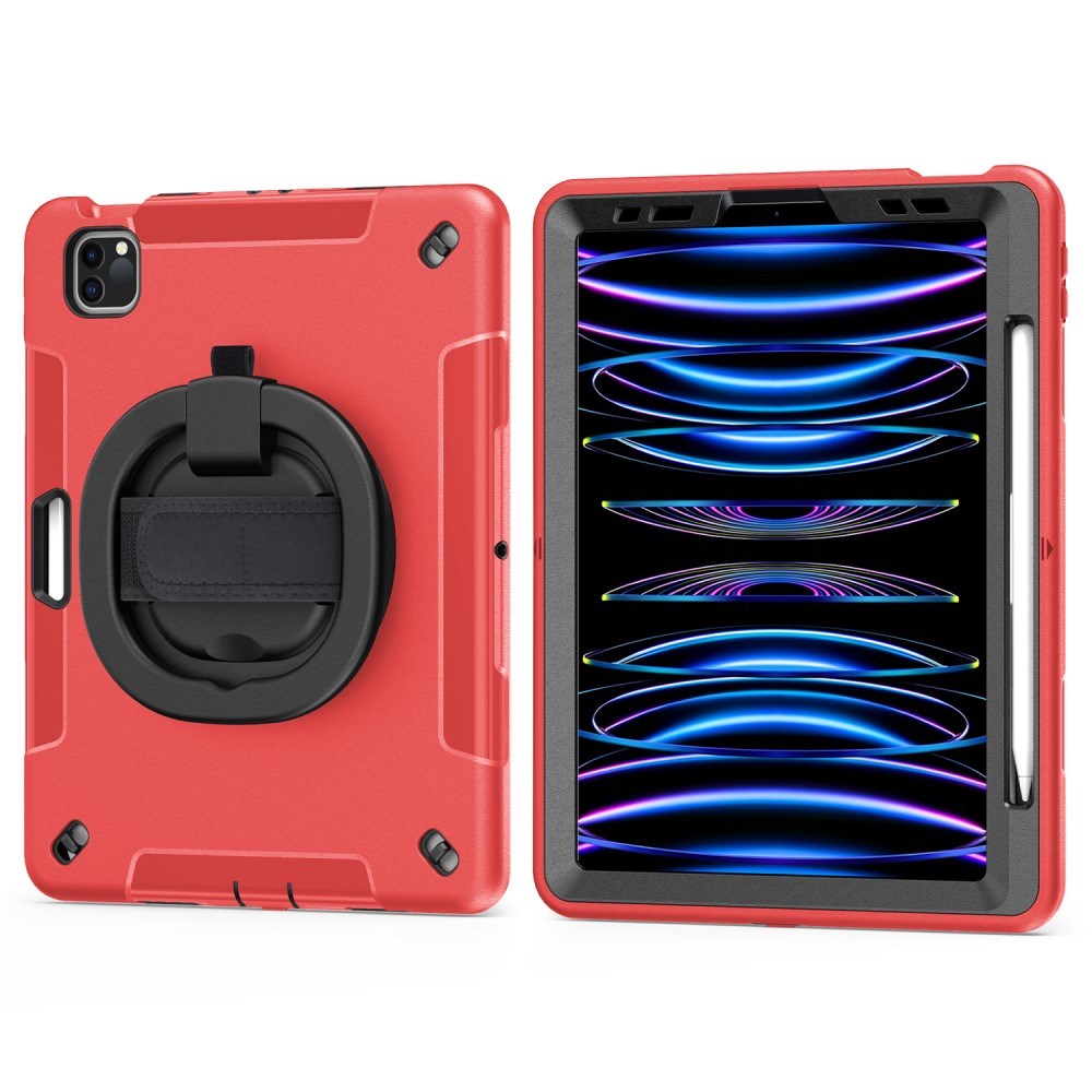 EIDERWOOD iPad Air 11-10.9" (2026-2020) / Pro 11" (2022-2018) Håndværker Cover med Beskyttelsesfilm, Apple Pencil Holder & Håndholder - Rød