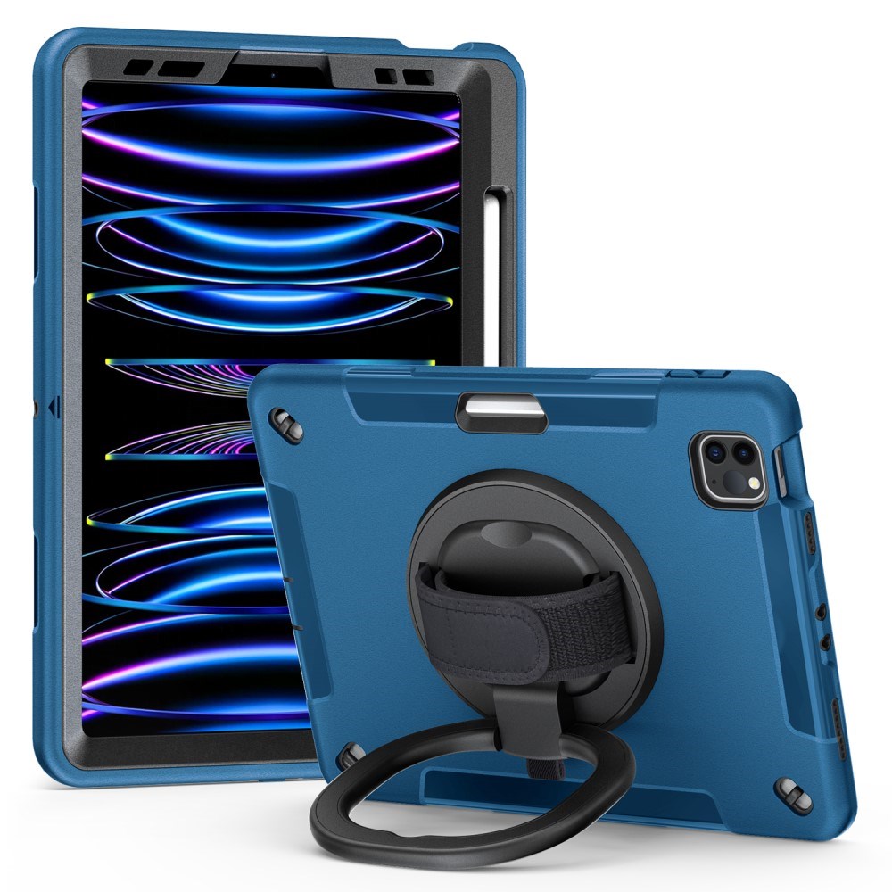 EIDERWOOD iPad Air 11-10.9" (2026-2020) / Pro 11" (2022-2018) Håndværker Cover med Beskyttelsesfilm, Apple Pencil Holder & Håndholder - Blå