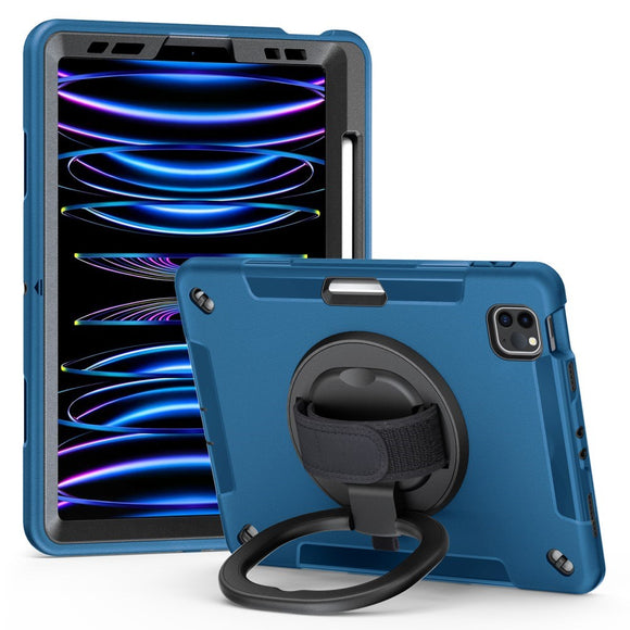 EIDERWOOD iPad Air 11-10.9" (2026-2020) / Pro 11" (2022-2018) Håndværker Cover med Beskyttelsesfilm, Apple Pencil Holder & Håndholder - Blå