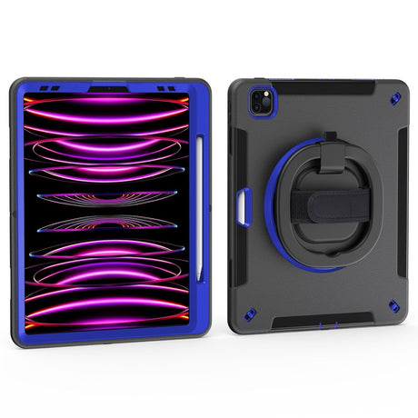 EIDERWOOD iPad Air 13" (2026 / 2025 / 2024) / Pro 12.9" (2022 / 2021 / 2020 / 2018) Håndværker Cover med Apple Pencil Holder & Skulderstrop - Sort / Koboltblå