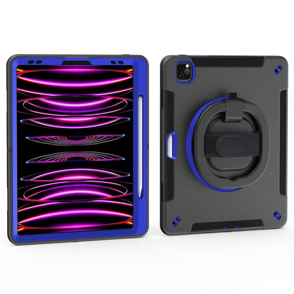 EIDERWOOD iPad Air 13" (2026 / 2025 / 2024) / Pro 12.9" (2022 / 2021 / 2020 / 2018) Håndværker Cover med Apple Pencil Holder & Skulderstrop - Sort / Koboltblå