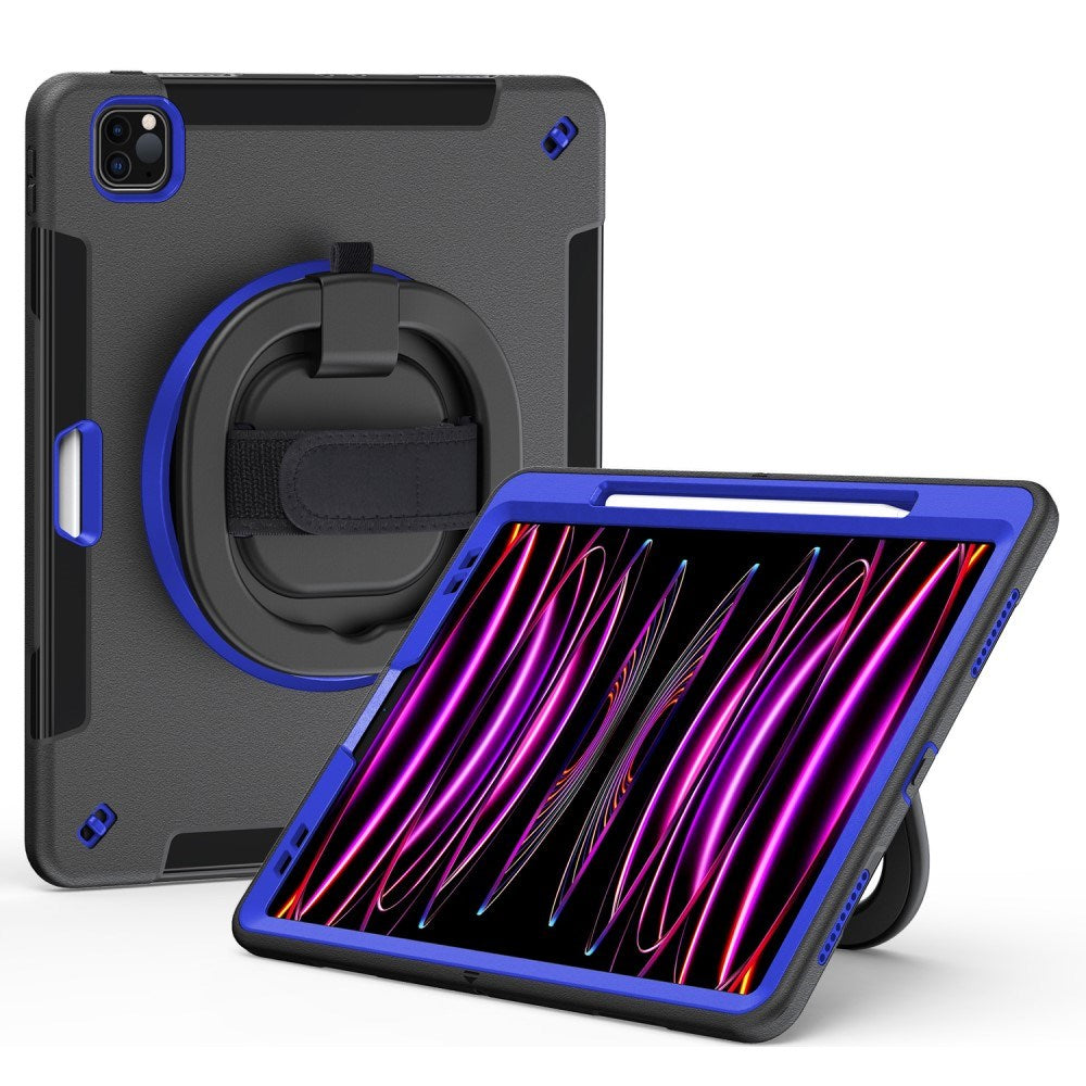 EIDERWOOD iPad Air 13" (2026 / 2025 / 2024) / Pro 12.9" (2022 / 2021 / 2020 / 2018) Håndværker Cover med Apple Pencil Holder & Skulderstrop - Sort / Koboltblå