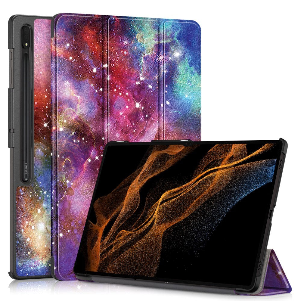 Samsung Tab S9 Ultra Tri-Fold Kunstlæder Cover - Galakse