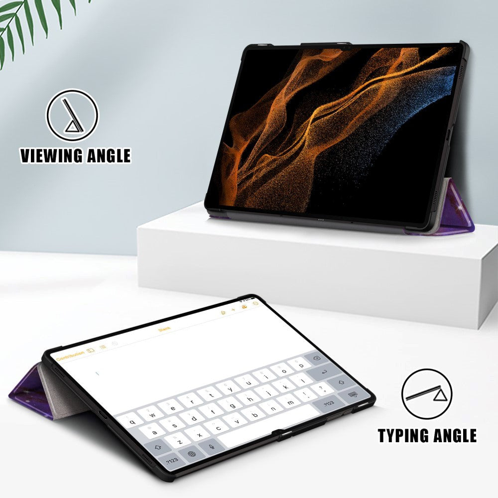 Samsung Tab S9 Ultra Tri-Fold Kunstlæder Cover - Galakse