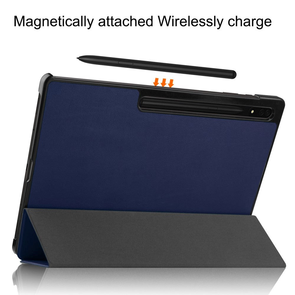 Samsung Galaxy Tab S9 Ultra Tri-Fold Læder Cover m. Pencil Holder - Blå