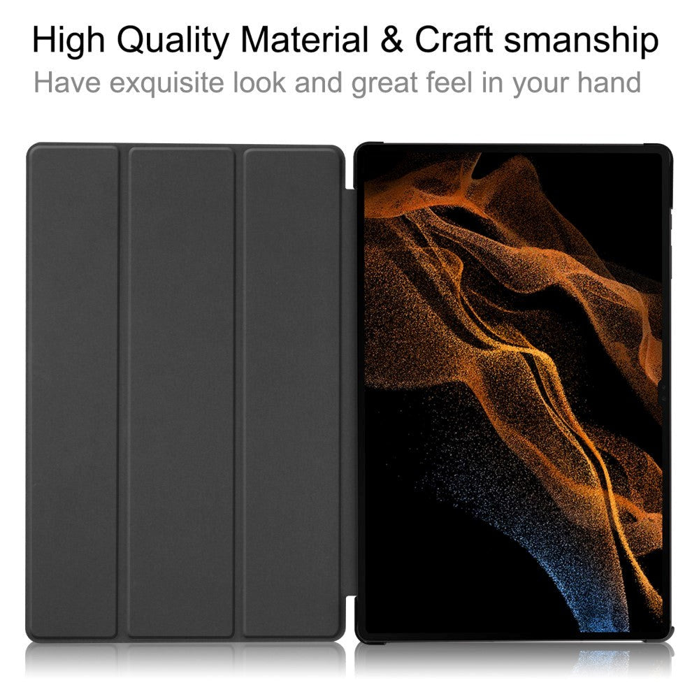 Samsung Galaxy Tab S9 Ultra Tri-Fold Læder Cover m. Pencil Holder - Grøn