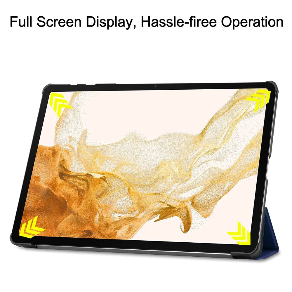 Samsung Galaxy Tab S9+ (Plus) Tri-Fold Læder Cover m. Pencil Holder - Mørkeblå