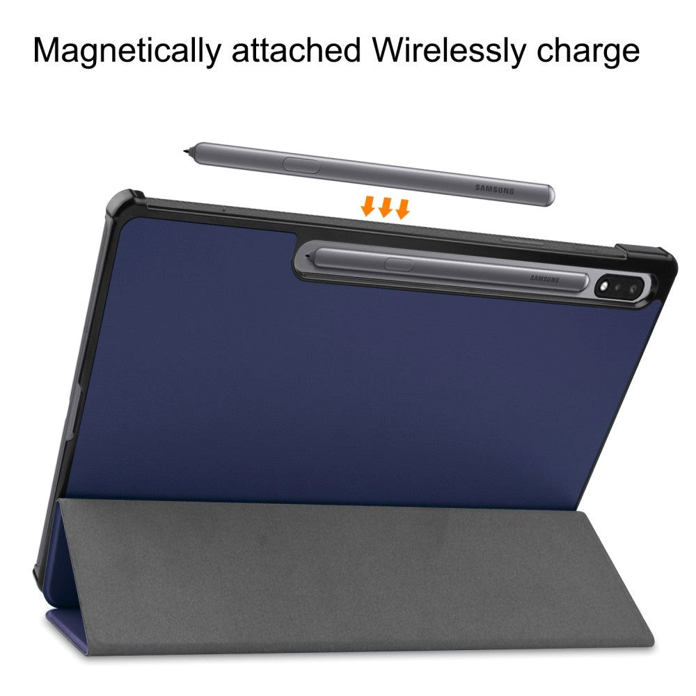 Samsung Galaxy Tab S9+ (Plus) Tri-Fold Læder Cover m. Pencil Holder - Mørkeblå