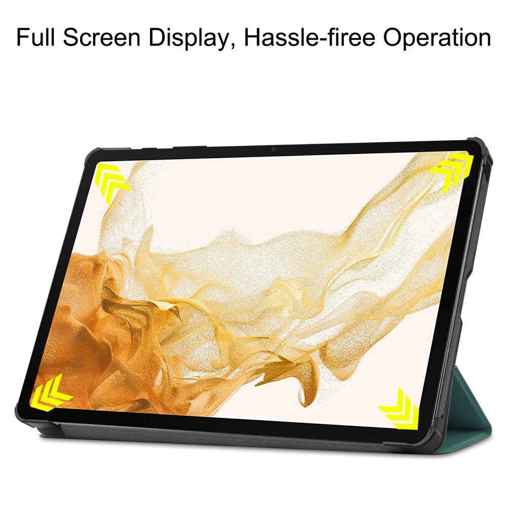 Samsung Galaxy Tab S9+ (Plus) Tri-Fold Læder Cover m. Pencil Holder - Mørkegrøn