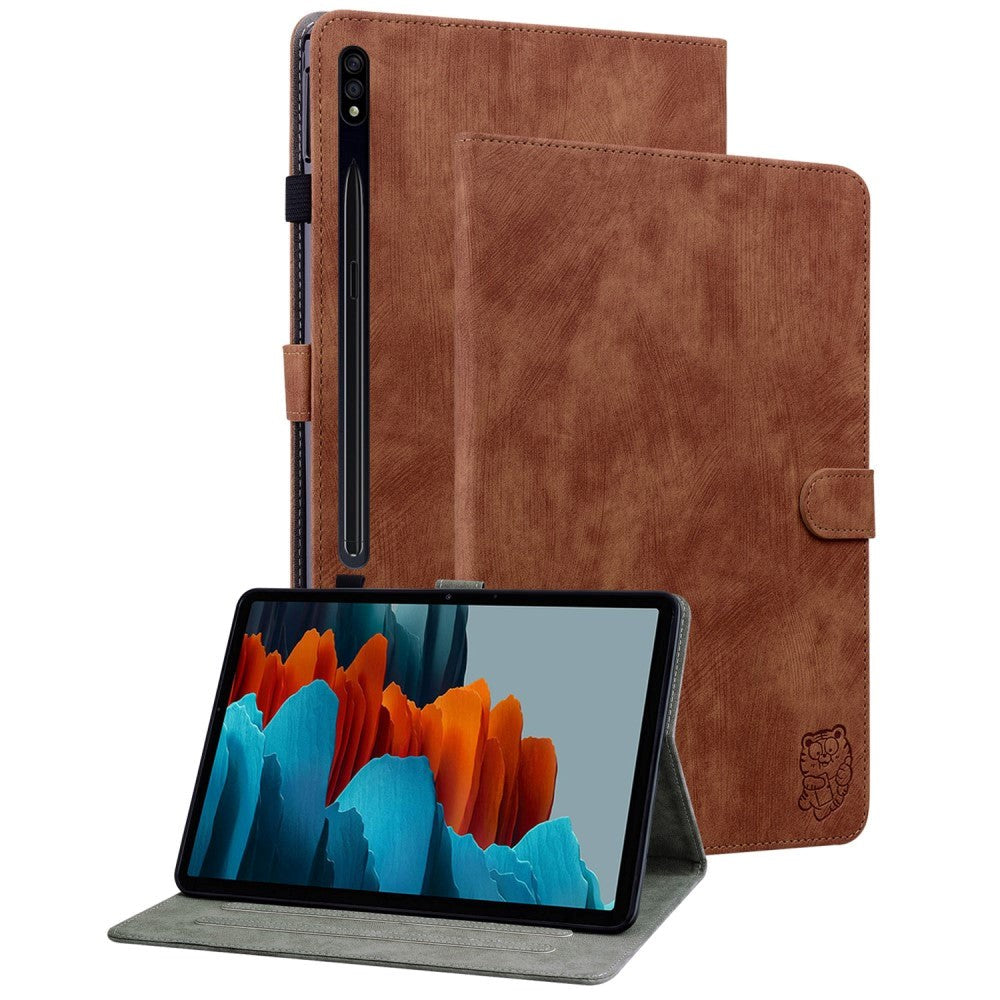 Samsung Galaxy Tab S9 Blødt Læder Cover m. Ståfunktion & Kortholder - Brunt
