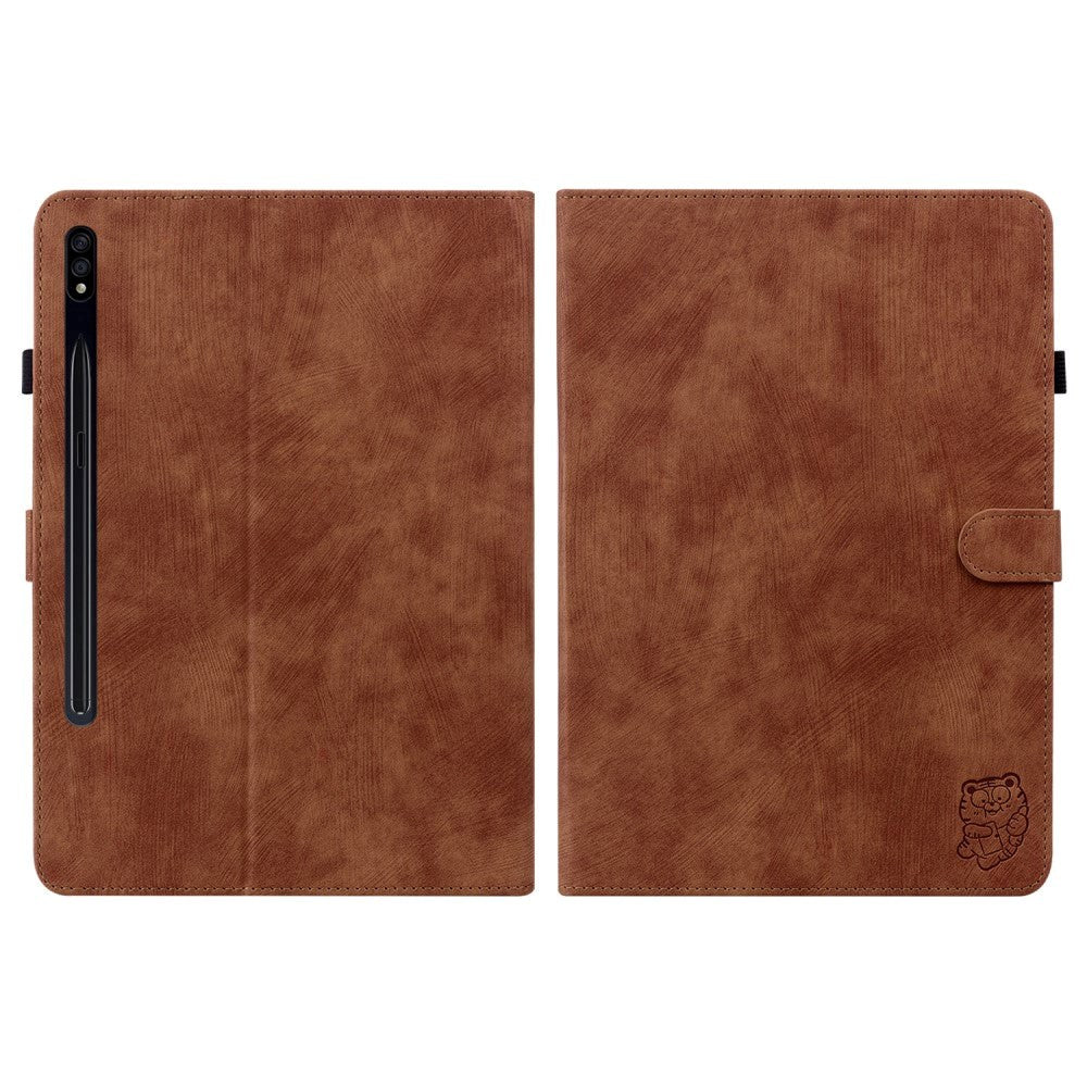 Samsung Galaxy Tab S9 Blødt Læder Cover m. Ståfunktion & Kortholder - Brunt