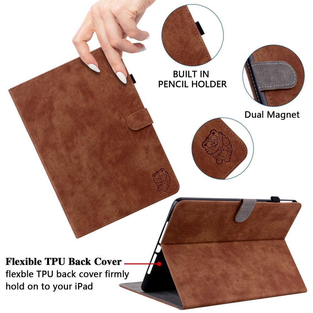 Samsung Galaxy Tab S9 Blødt Læder Cover m. Ståfunktion & Kortholder - Brunt