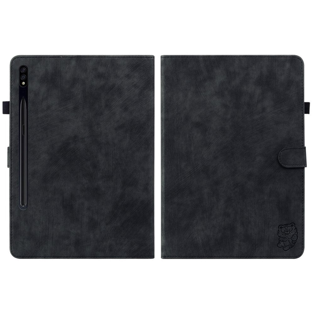 Samsung Galaxy Tab S9 Blødt Læder Cover m. Ståfunktion & Kortholder - Sort