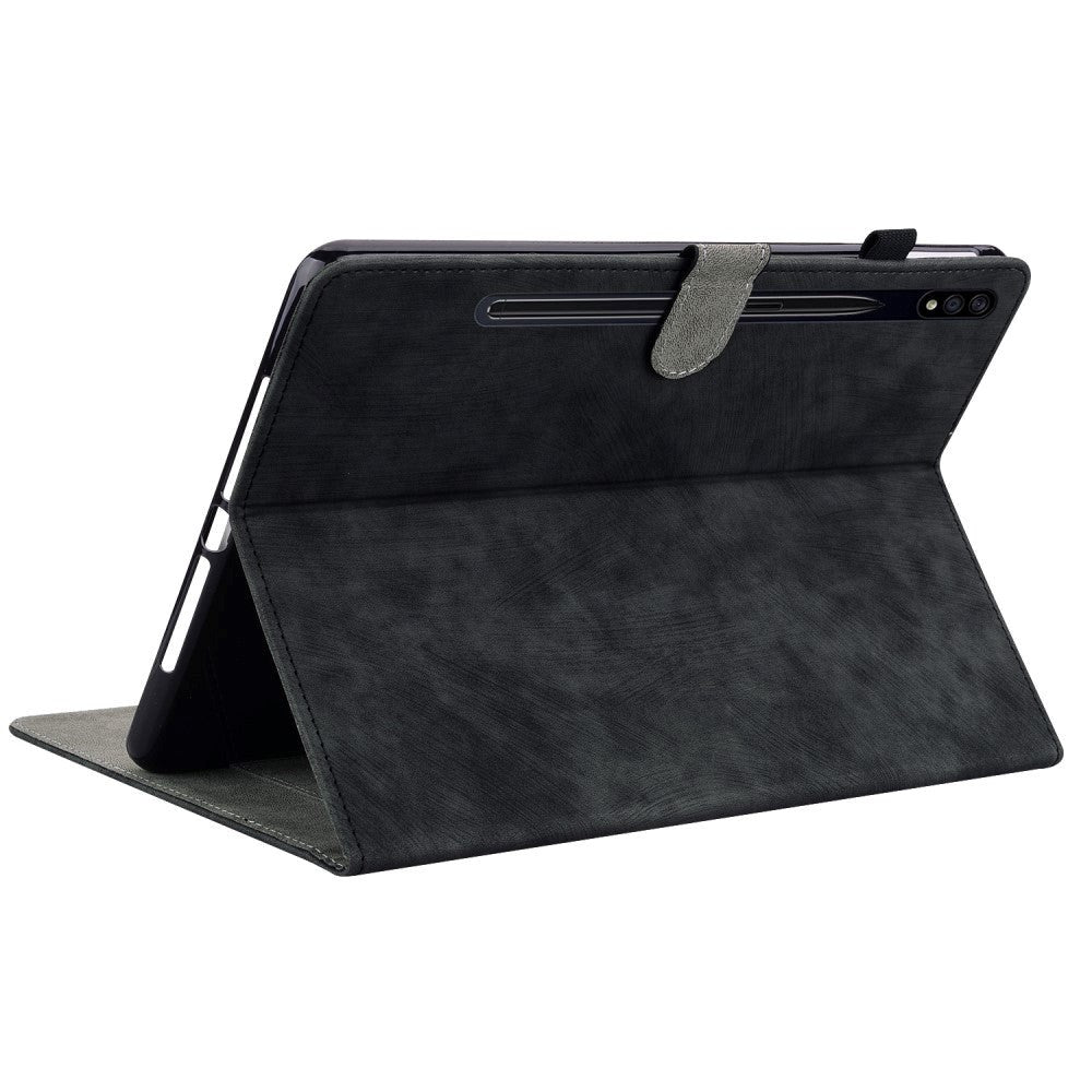 Samsung Galaxy Tab S9 Blødt Læder Cover m. Ståfunktion & Kortholder - Sort